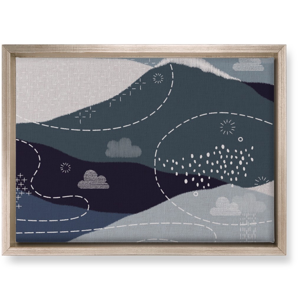 Ever Blue Mountains - Blue Wall Art, Metallic, Single piece, Canvas, 10x14, Blue, True Blue