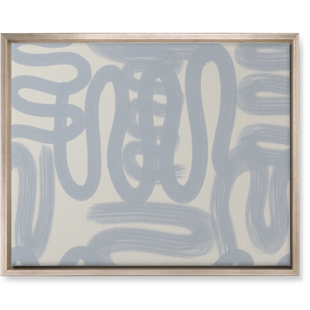 Squiggle - Blue and Cream Wall Art, Metallic, Single piece, Canvas, 16x20, Blue