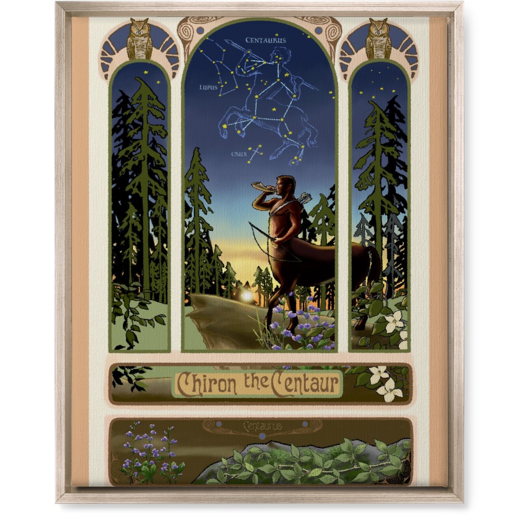 Art Nouveau Centaur Wall Art, Metallic, Single piece, Canvas, 16x20, Blue, True Blue