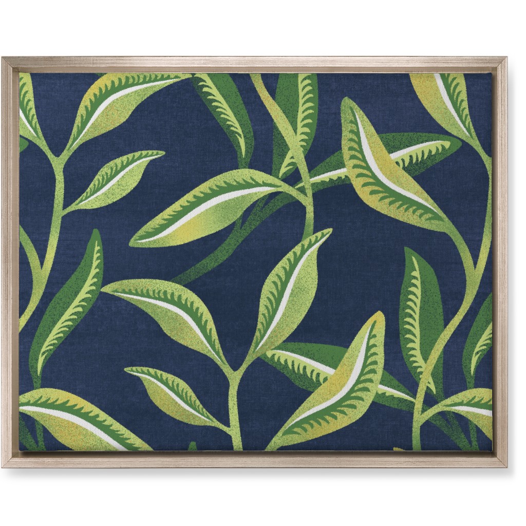 Leafy Vines - Green Wall Art, Metallic, Single piece, Canvas, 16x20, Green