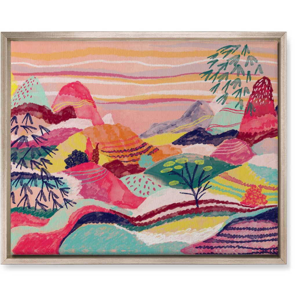 Dreamy Hills Abstract - Vibrant Wall Art, Metallic, Single piece, Canvas, 16x20, Multicolor