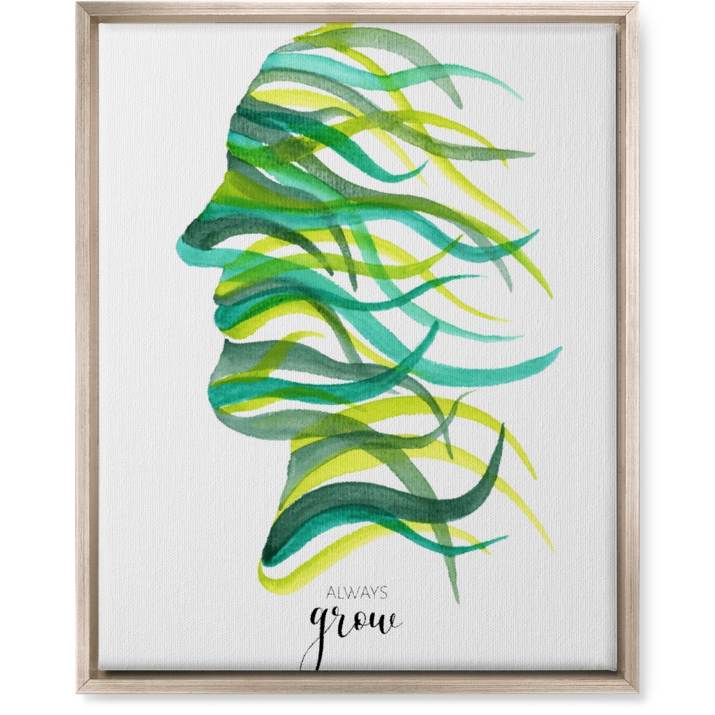 Always Grow - Green Wall Art, Metallic, Single piece, Canvas, 16x20, Green