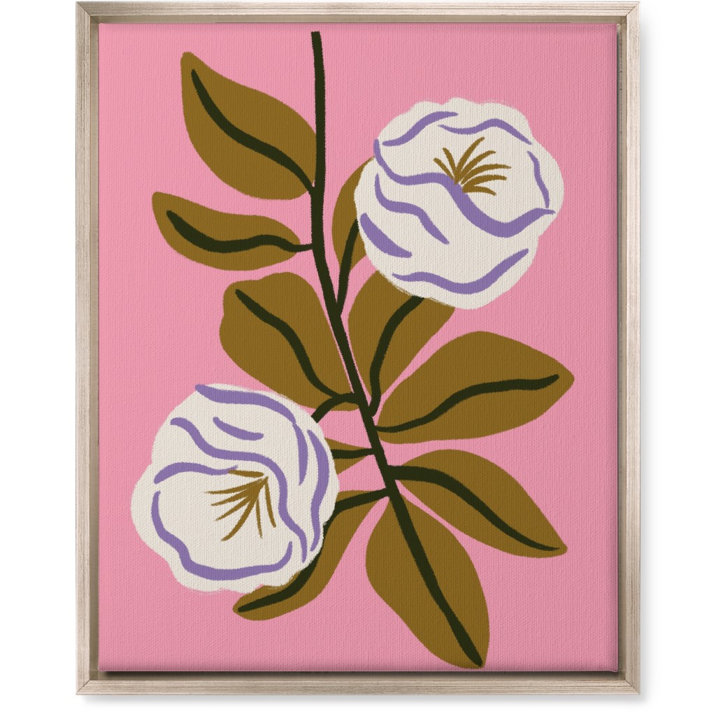 White Bulb Flower - Multi on Pink Wall Art, Metallic, Single piece, Canvas, 16x20, Pink