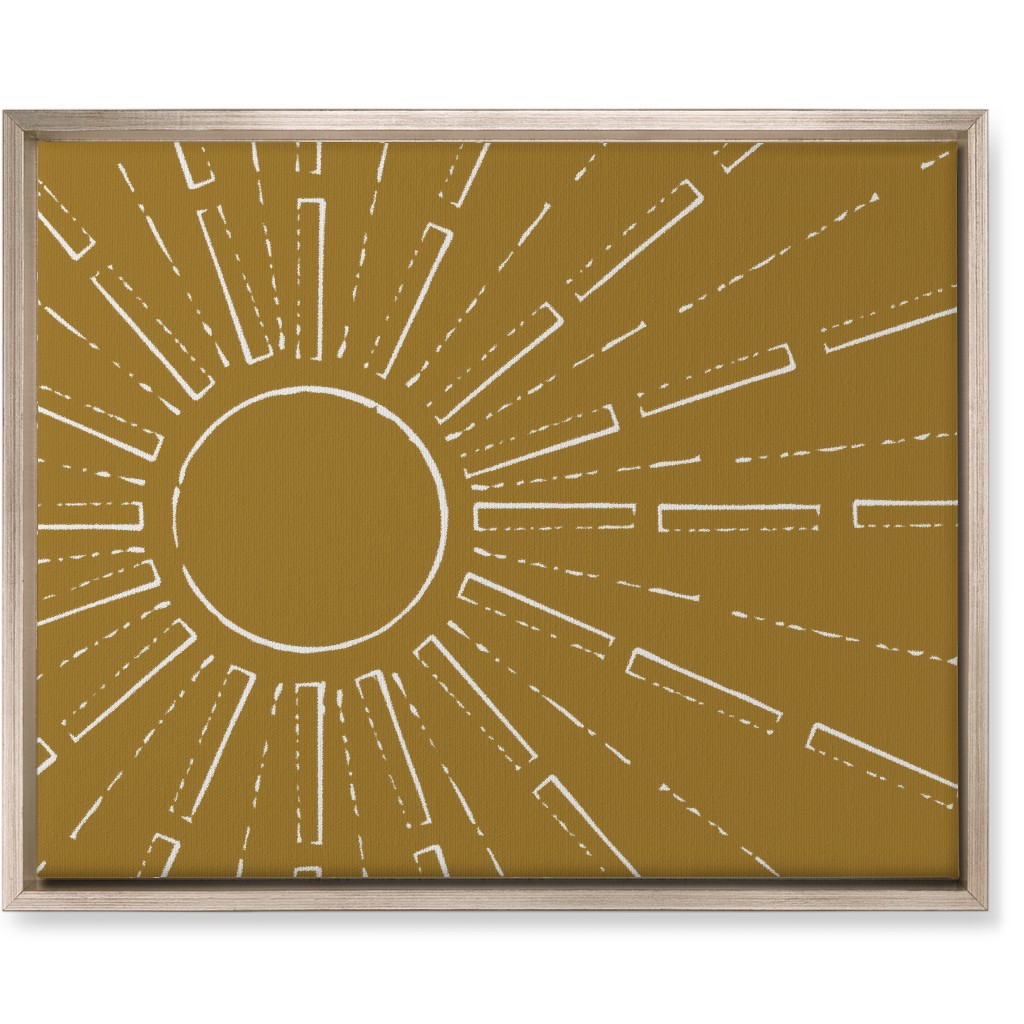 Midcentury Sunburst Wall Art, Metallic, Single piece, Canvas, 16x20, Yellow, Golden