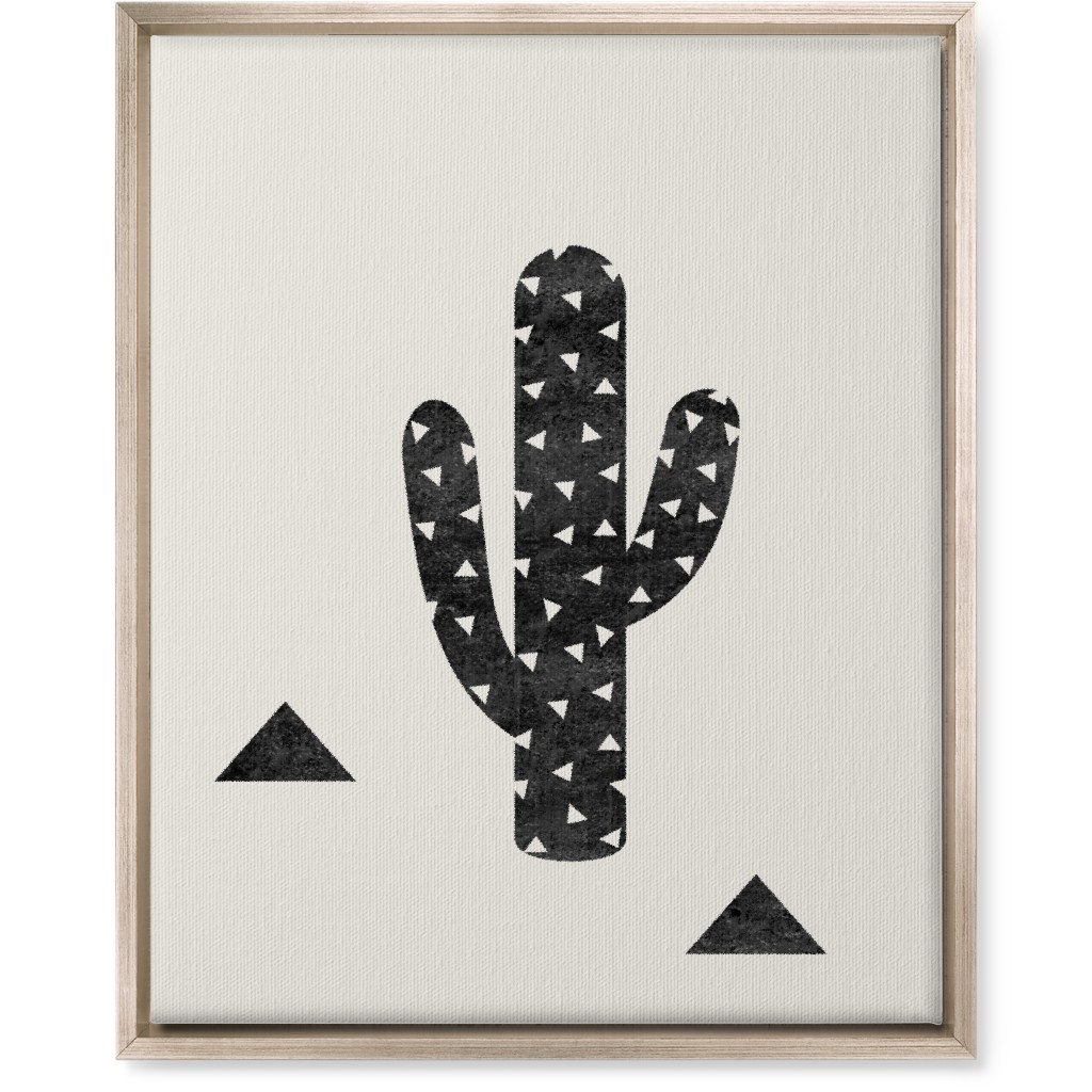 Cactus - Black and White Wall Art, Metallic, Single piece, Canvas, 16x20, Beige