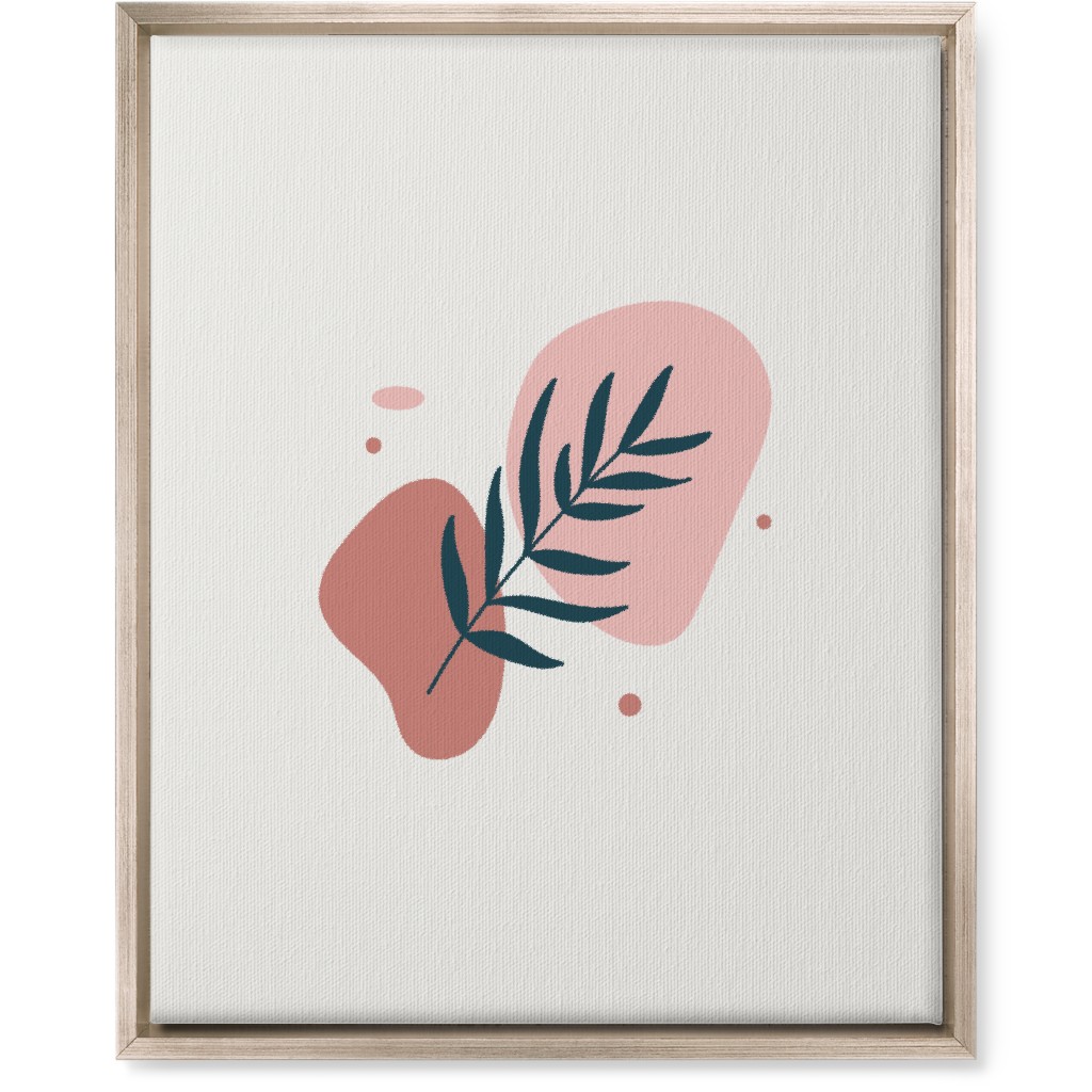 Shapes and Fern Leaf Wall Art, Metallic, Single piece, Canvas, 16x20, Pink