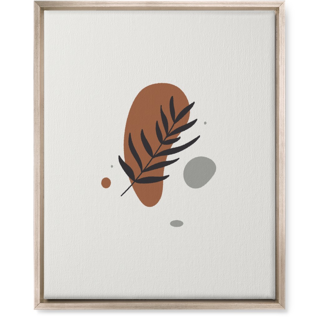 Shapes and Fern Leaf V Wall Art, Metallic, Single piece, Canvas, 16x20, Brown, Toast