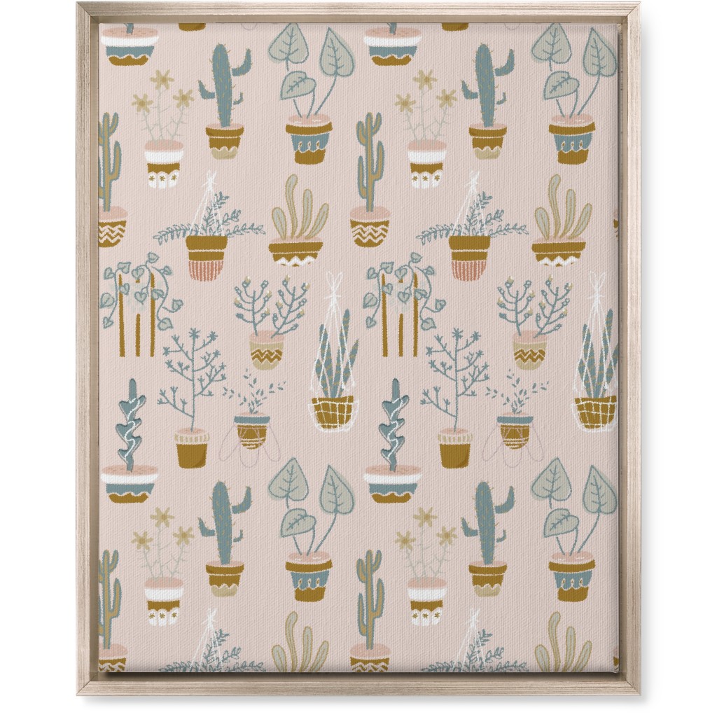 Indoor Plants - Pink Wall Art, Metallic, Single piece, Canvas, 16x20, Pink, Bright Pink