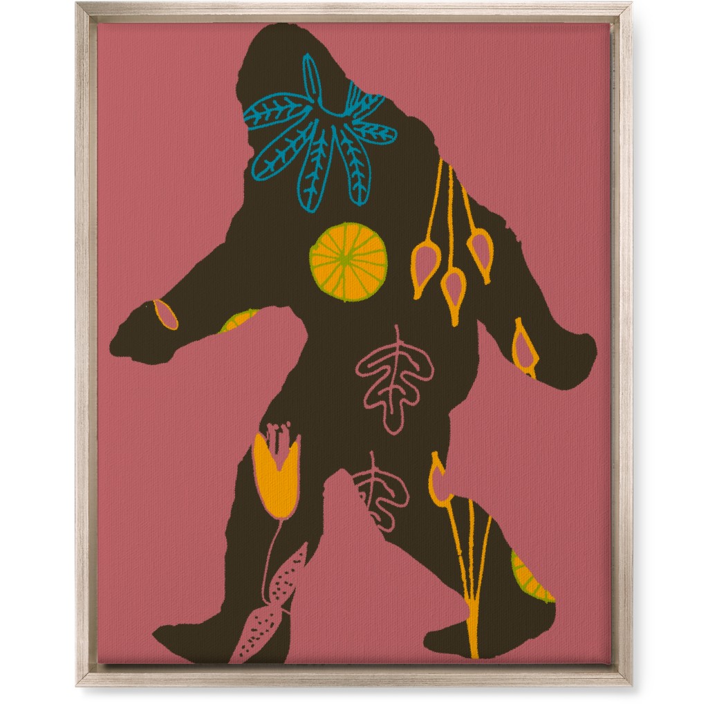 Bigfoot - Multi on Pink Wall Art, Metallic, Single piece, Canvas, 16x20, Pink