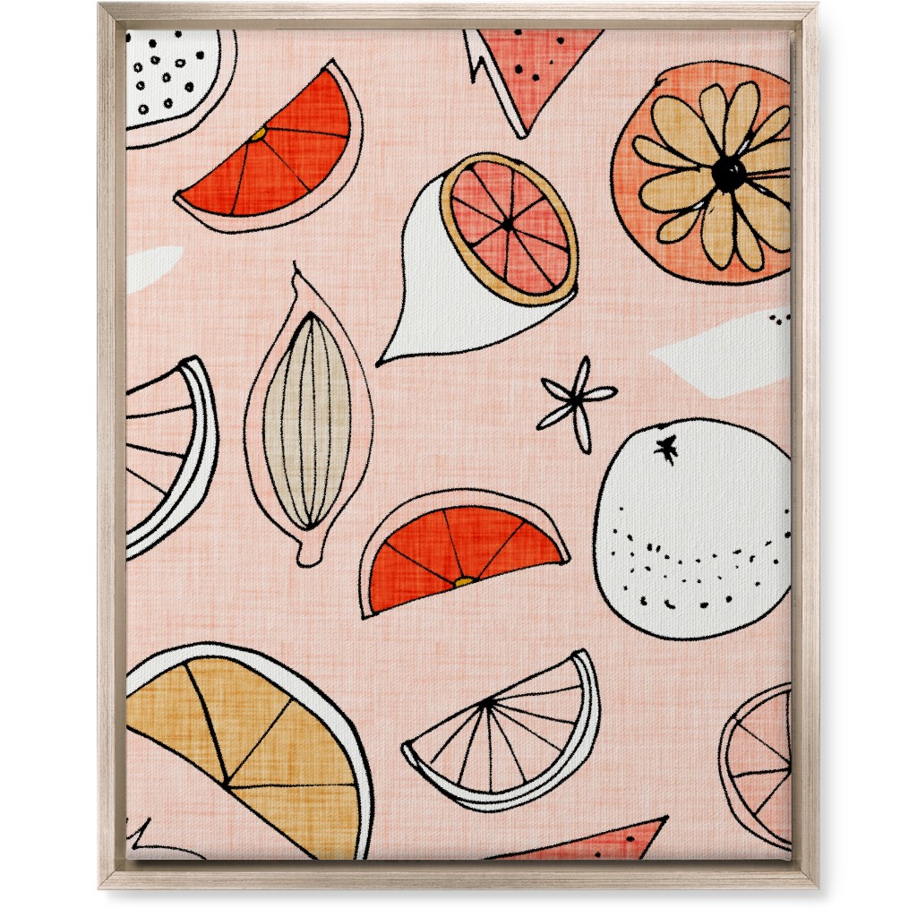 Pop Mod Fruits - Pink Wall Art, Metallic, Single piece, Canvas, 16x20, Pink, Bright Pink