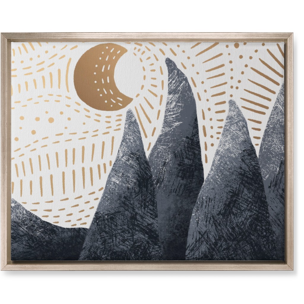 Moonrise Winters Skies - Earth Tones Wall Art, Metallic, Single piece, Canvas, 16x20, Multicolor