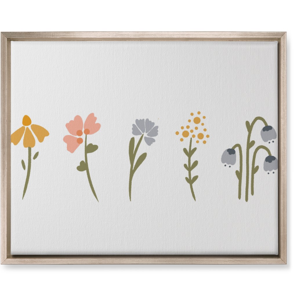 Wildflowers - Multi on White Wall Art, Metallic, Single piece, Canvas, 16x20, Multicolor