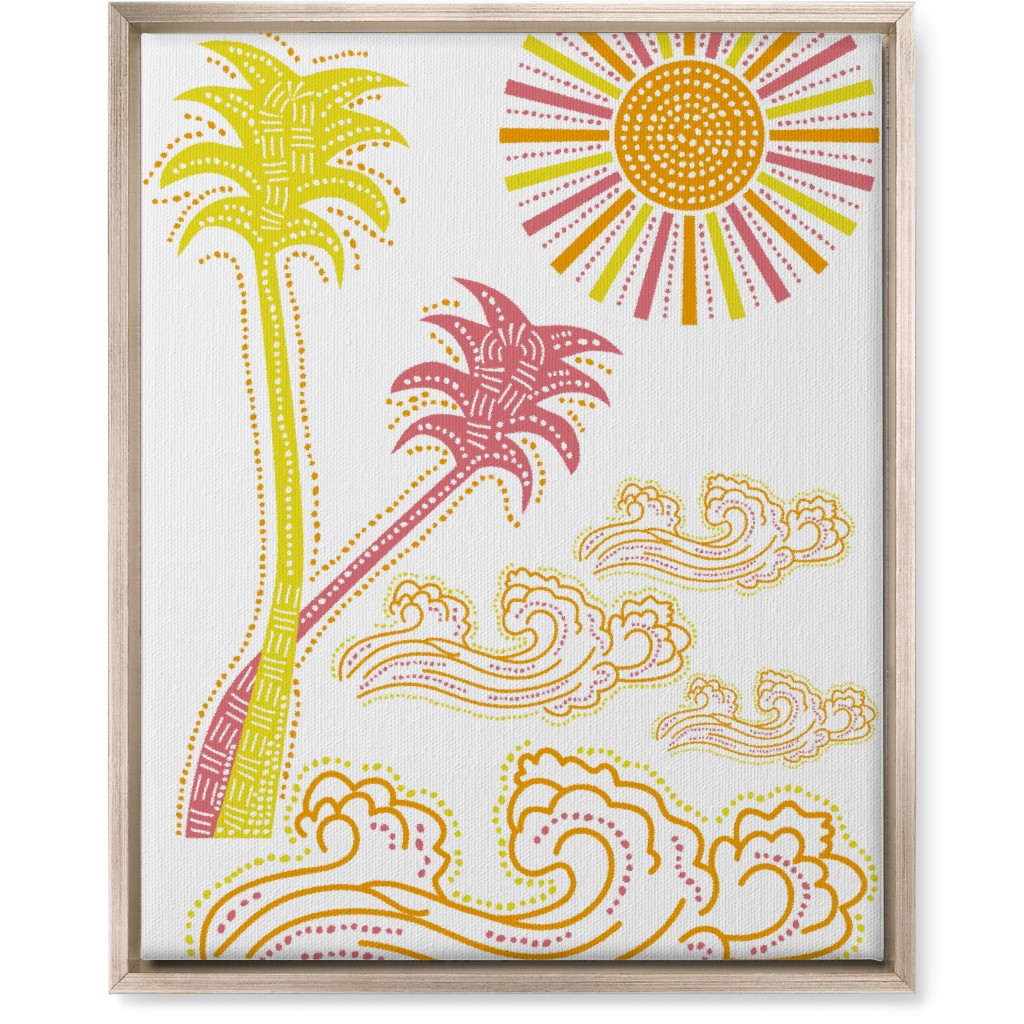 Optimistic Sunny Tropical Summer Art Wall Art, Metallic, Single piece, Canvas, 16x20, Multicolor, White
