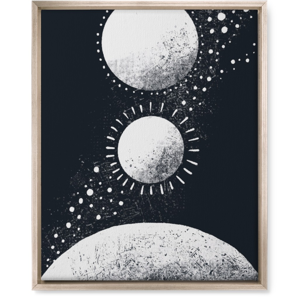 Moonrise Planets - Dark Wall Art, Metallic, Single piece, Canvas, 16x20, Black