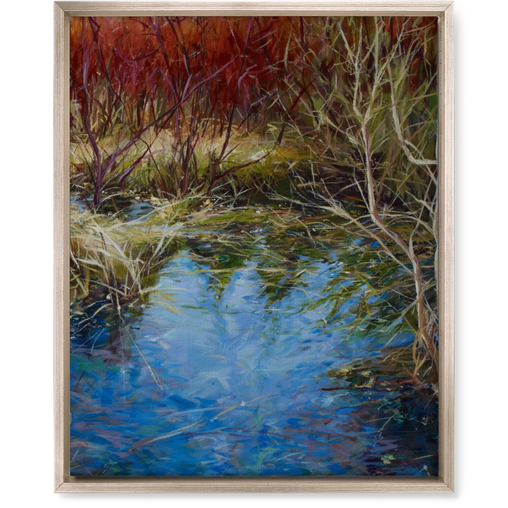 Autumn Red Painting Wall Art, Metallic, Single piece, Canvas, 16x20, Green, Classic Green