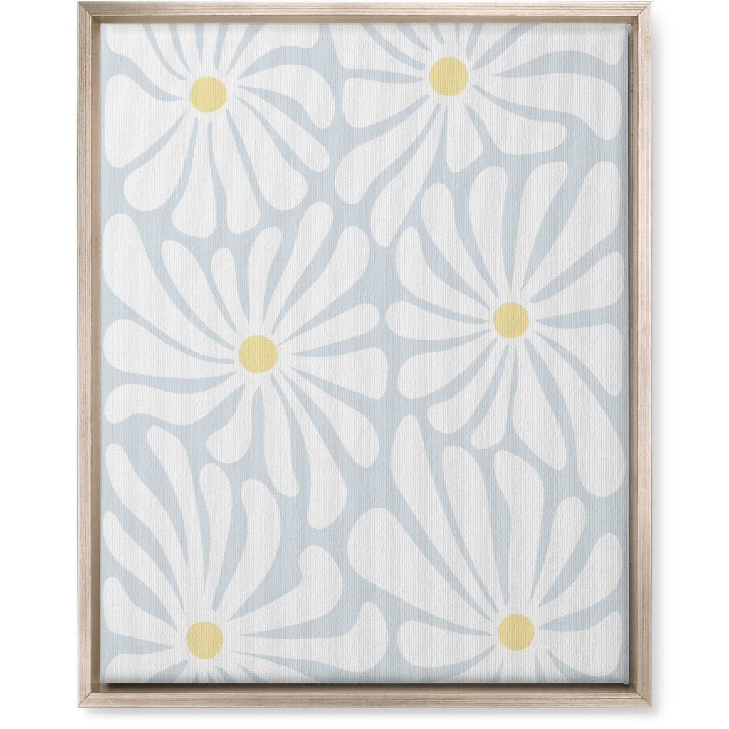 Retro Daisies Wall Art, Metallic, Single piece, Canvas, 16x20, Blue