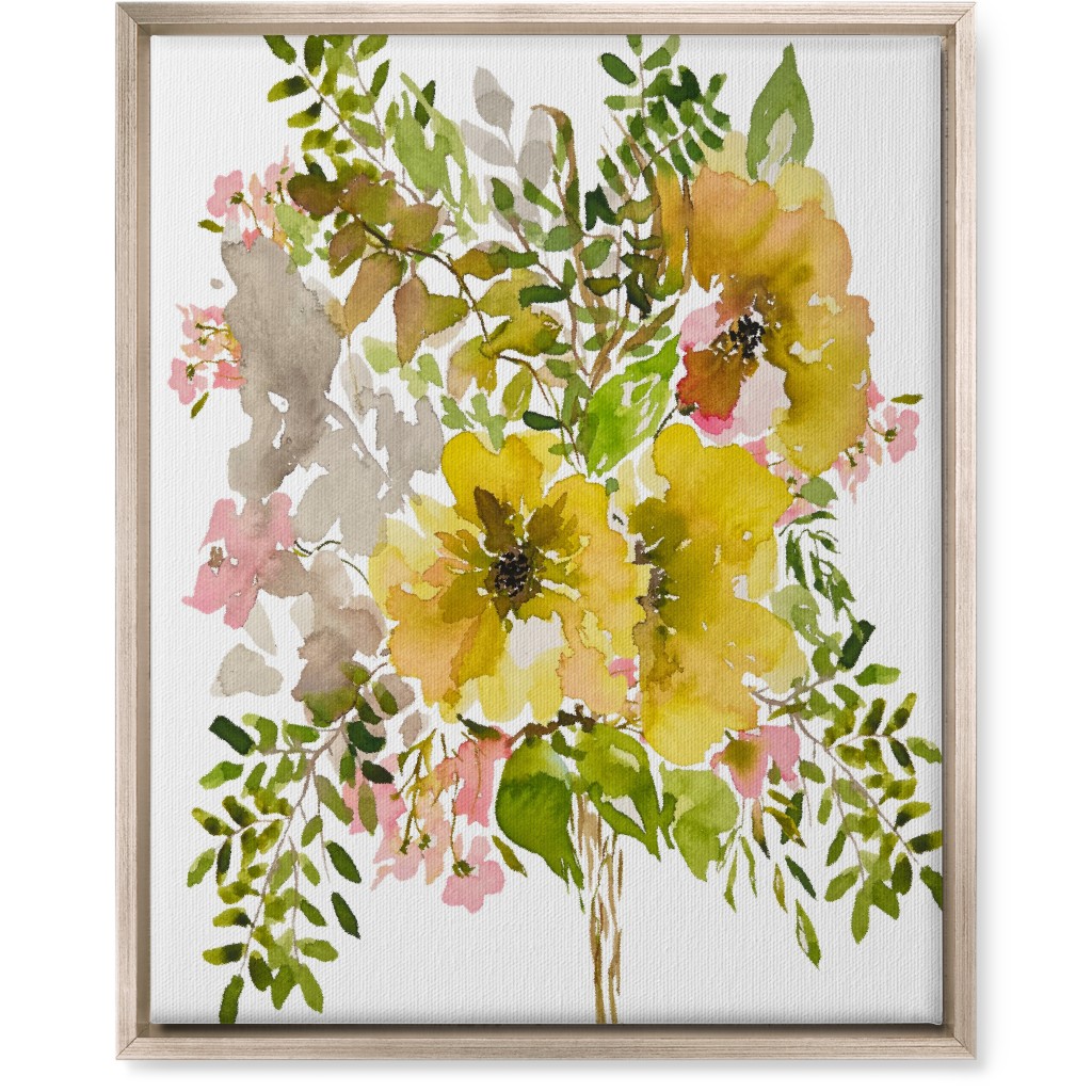 Floral Bouquet - Yellow Wall Art, Metallic, Single piece, Canvas, 16x20, Yellow
