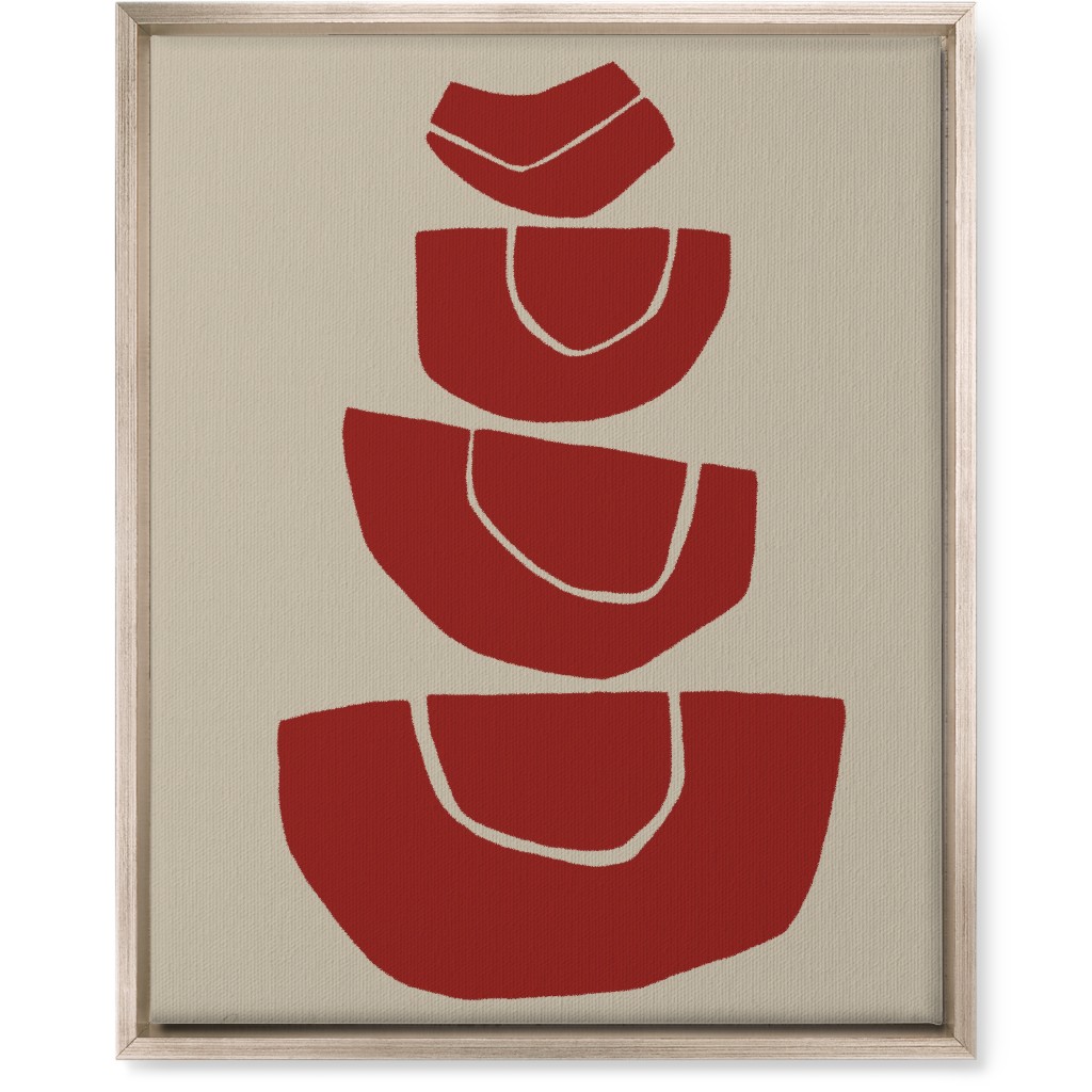 Geometric Stack Abstract Wall Art, Metallic, Single piece, Canvas, 16x20, Red, Cinnamon