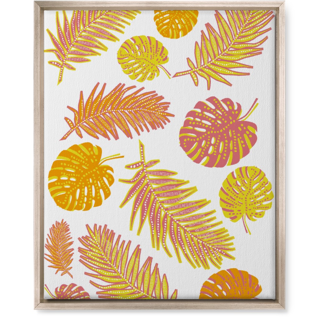 Optimistic Tropical Leaves - Multi Wall Art, Metallic, Single piece, Canvas, 16x20, Orange, Orange