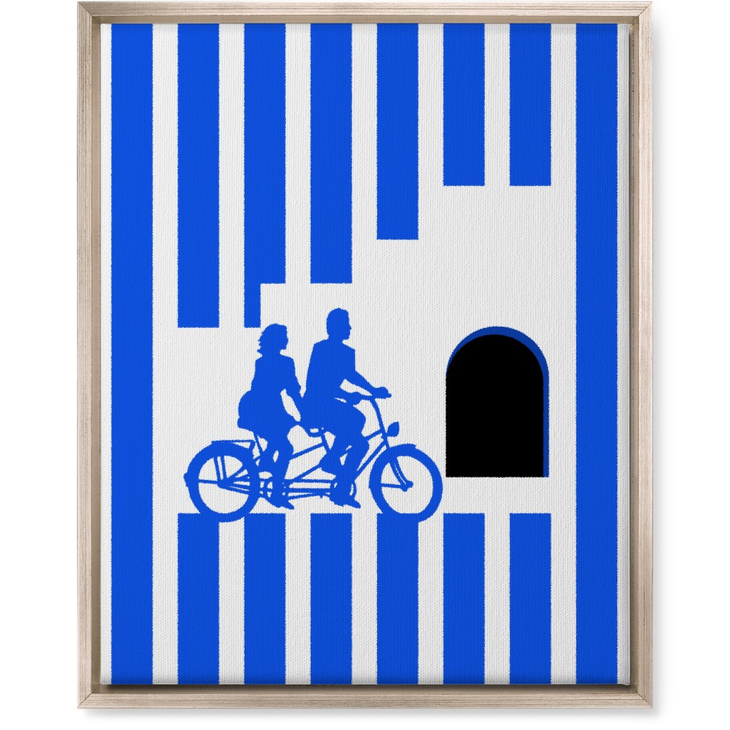 Riders Minimal Artwork - Blue Wall Art, Metallic, Single piece, Canvas, 16x20, Blue