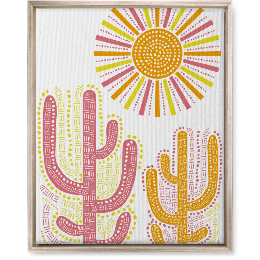 Boho Cactus and Sunny Summer - Warm Wall Art, Metallic, Single piece, Canvas, 16x20, Multicolor