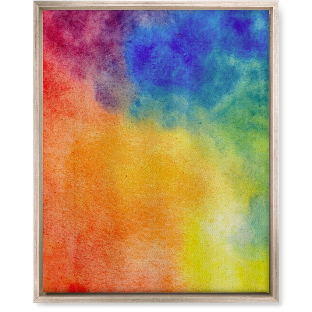 Watercolor Rainbow Abstract - Multi Wall Art, Metallic, Single piece, Canvas, 16x20, Multicolor