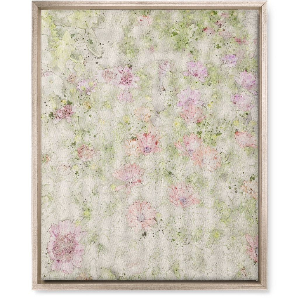Watercolor Floral - Beige and Pink Wall Art, Metallic, Single piece, Canvas, 16x20, Beige, Pearl