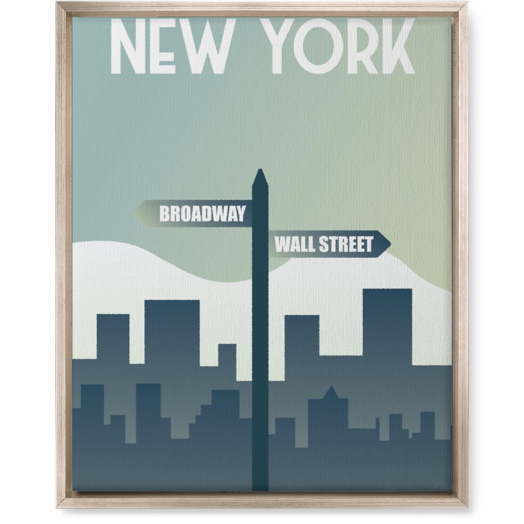 New York City Street Signs Wall Art, Metallic, Single piece, Canvas, 16x20, Green, Sage