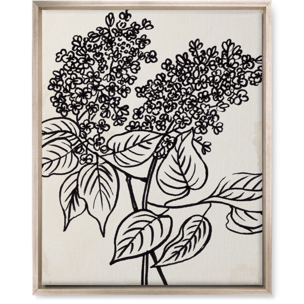 Vintage Lilac Sketch - Beige and Black Wall Art, Metallic, Single piece, Canvas, 16x20, Beige, Pearl