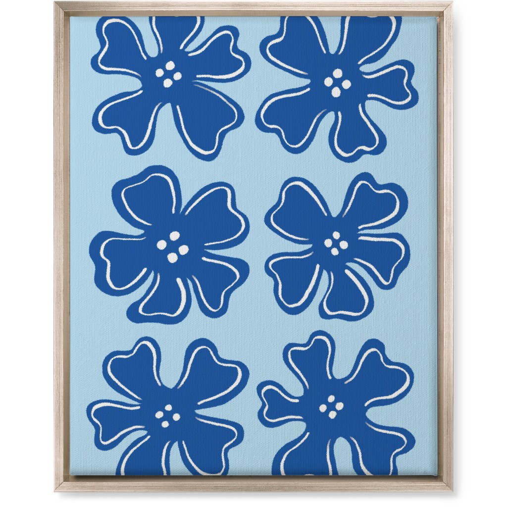 Button Flowers Wall Art, Metallic, Single piece, Canvas, 16x20, Blue