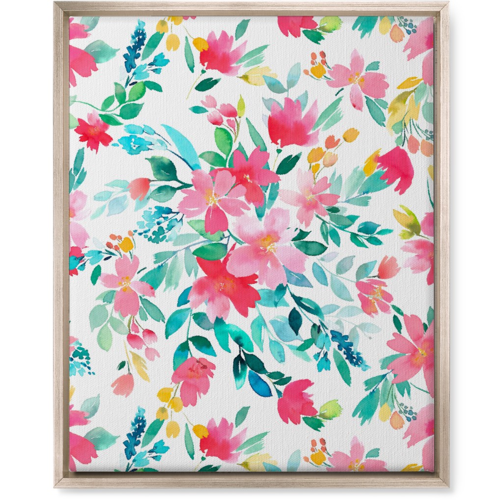 Summer Fresh Flowers - Multi Wall Art, Metallic, Single piece, Canvas, 16x20, Pink, Bright Pink