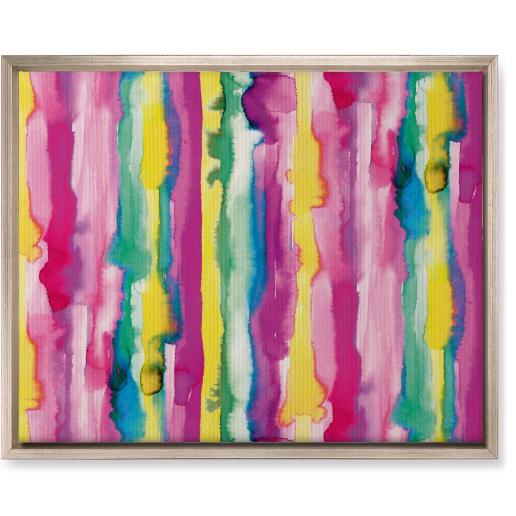 Watercolor Gradient Stripes - Multi Wall Art, Metallic, Single piece, Canvas, 16x20, Multicolor