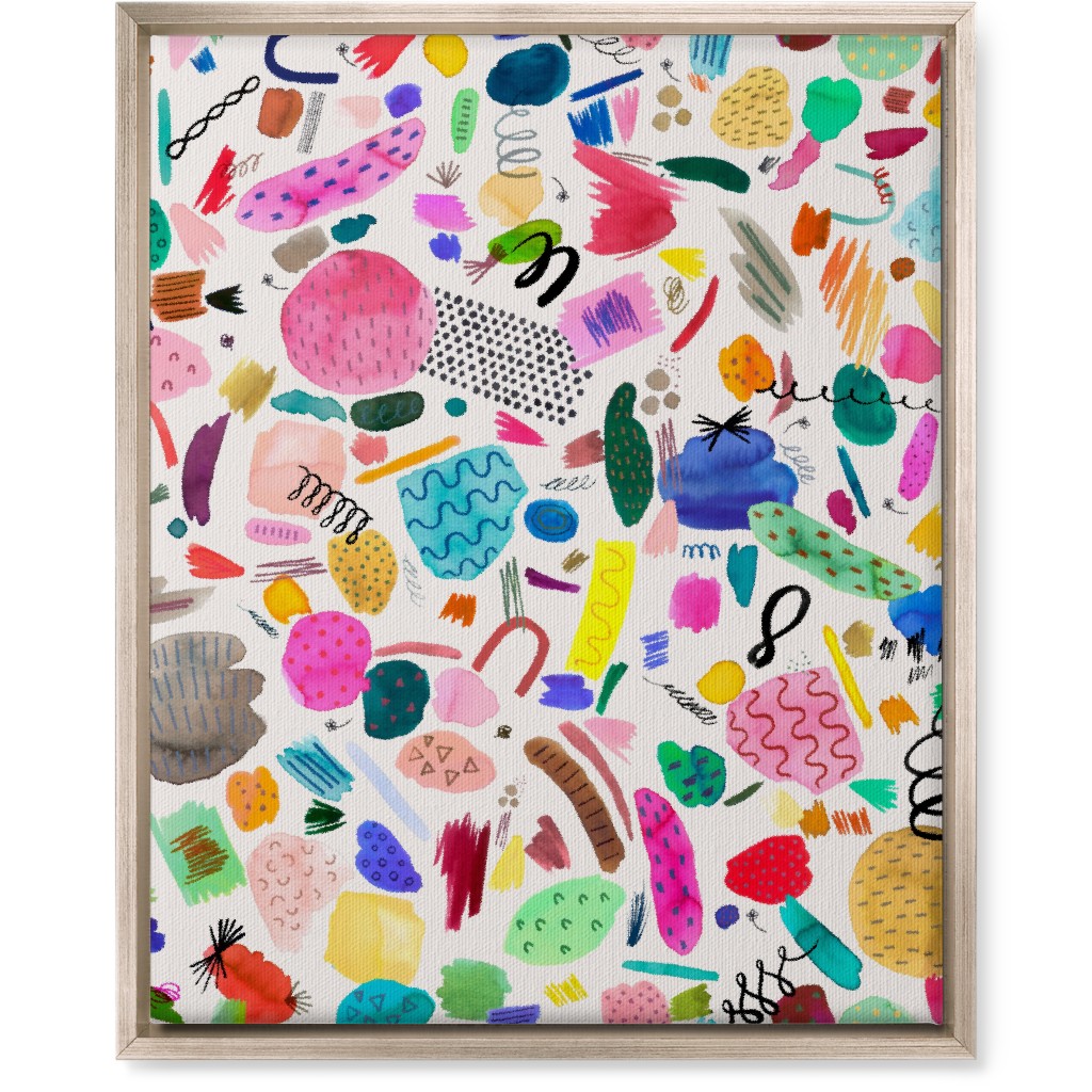 Abstract Marks and Scribbles - Multi Wall Art, Metallic, Single piece, Canvas, 16x20, Multicolor