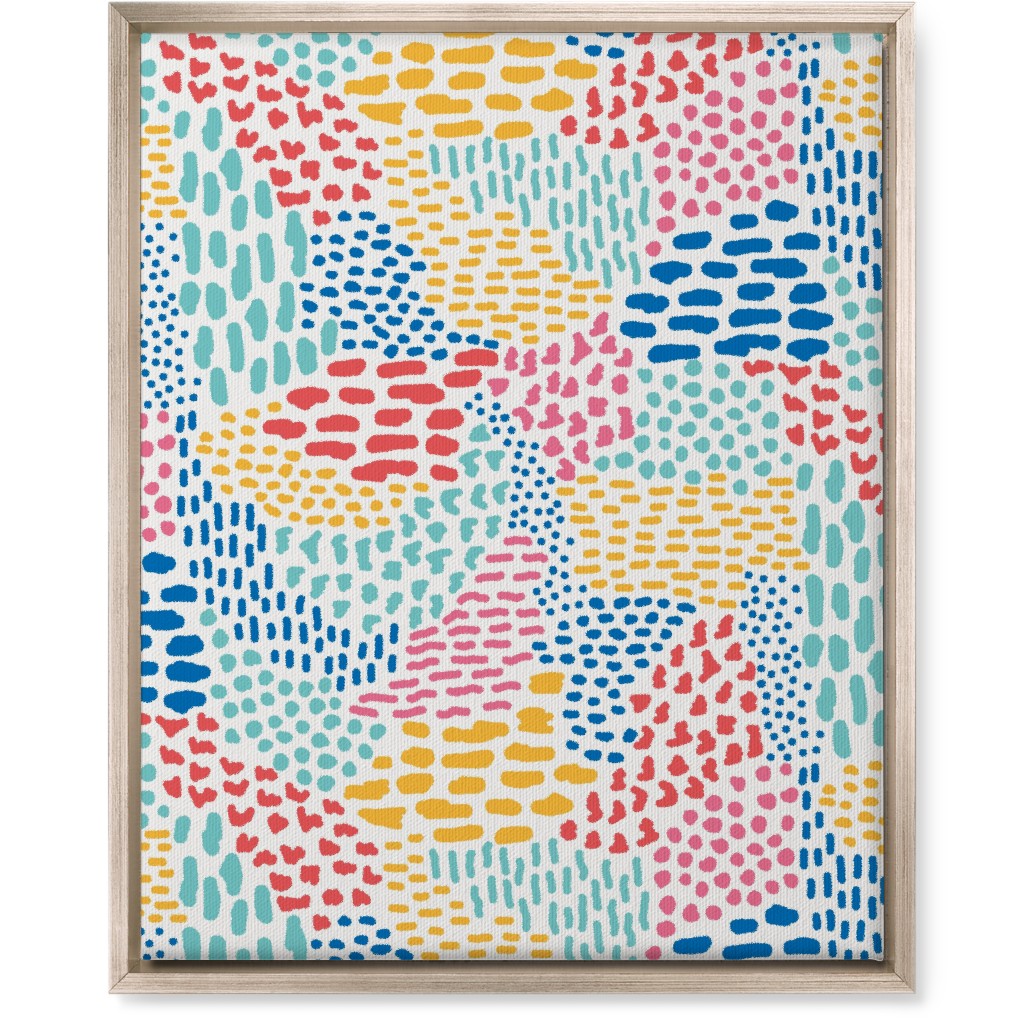Abstract Colorful Dots and Dashes - Multi Wall Art, Metallic, Single piece, Canvas, 16x20, Multicolor