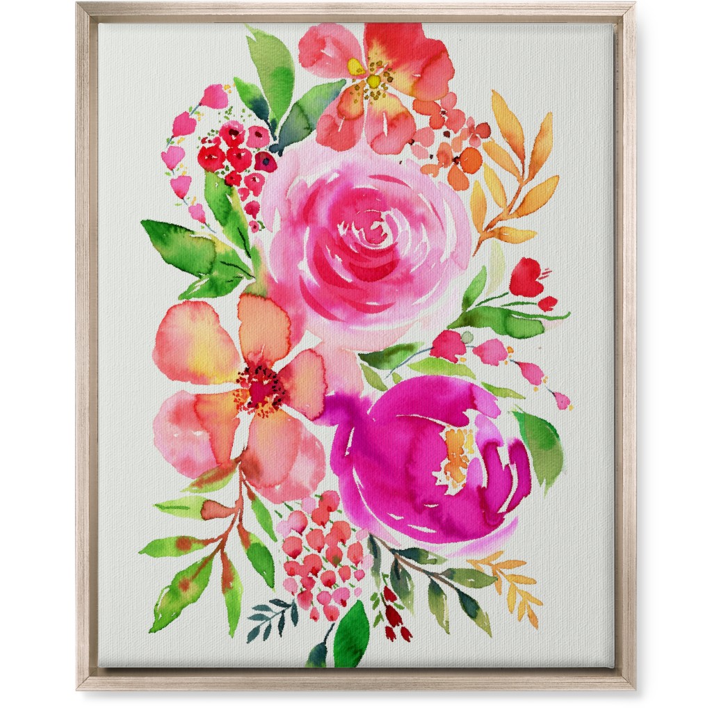 Summery Bouquet Wall Art, Metallic, Single piece, Canvas, 16x20, Pink, Bright Pink