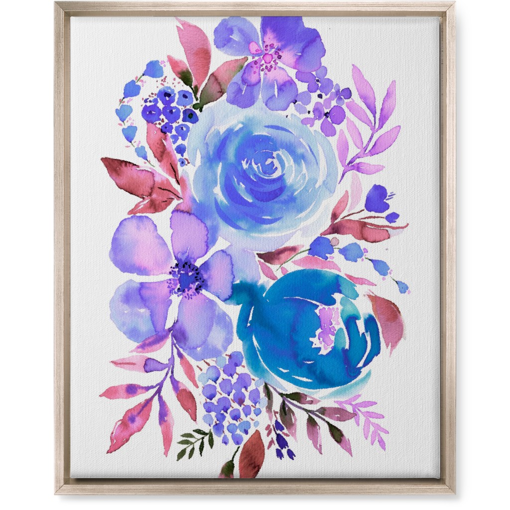 Summery Bouquet Wall Art, Metallic, Single piece, Canvas, 16x20, Blue, Heaven