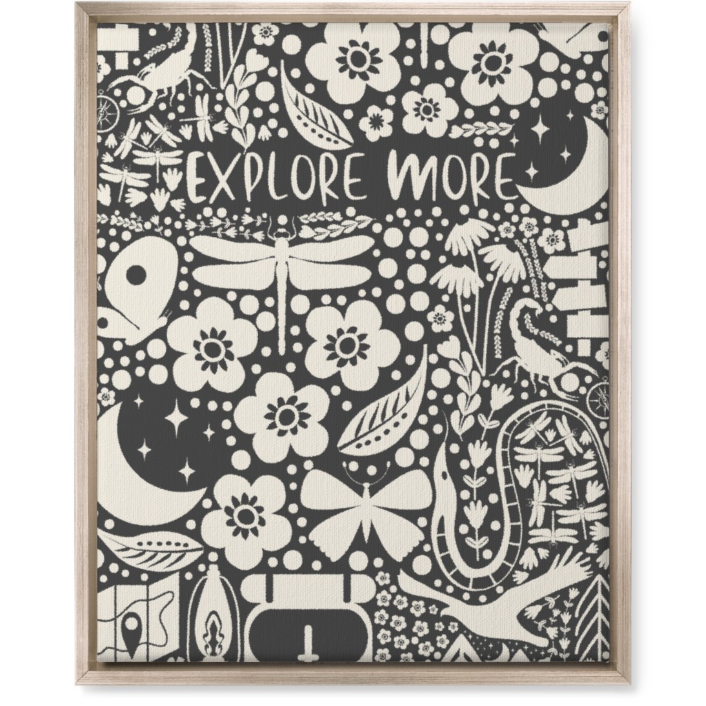 Explore More, Adventure - Black and White Wall Art, Metallic, Single piece, Canvas, 16x20, Black