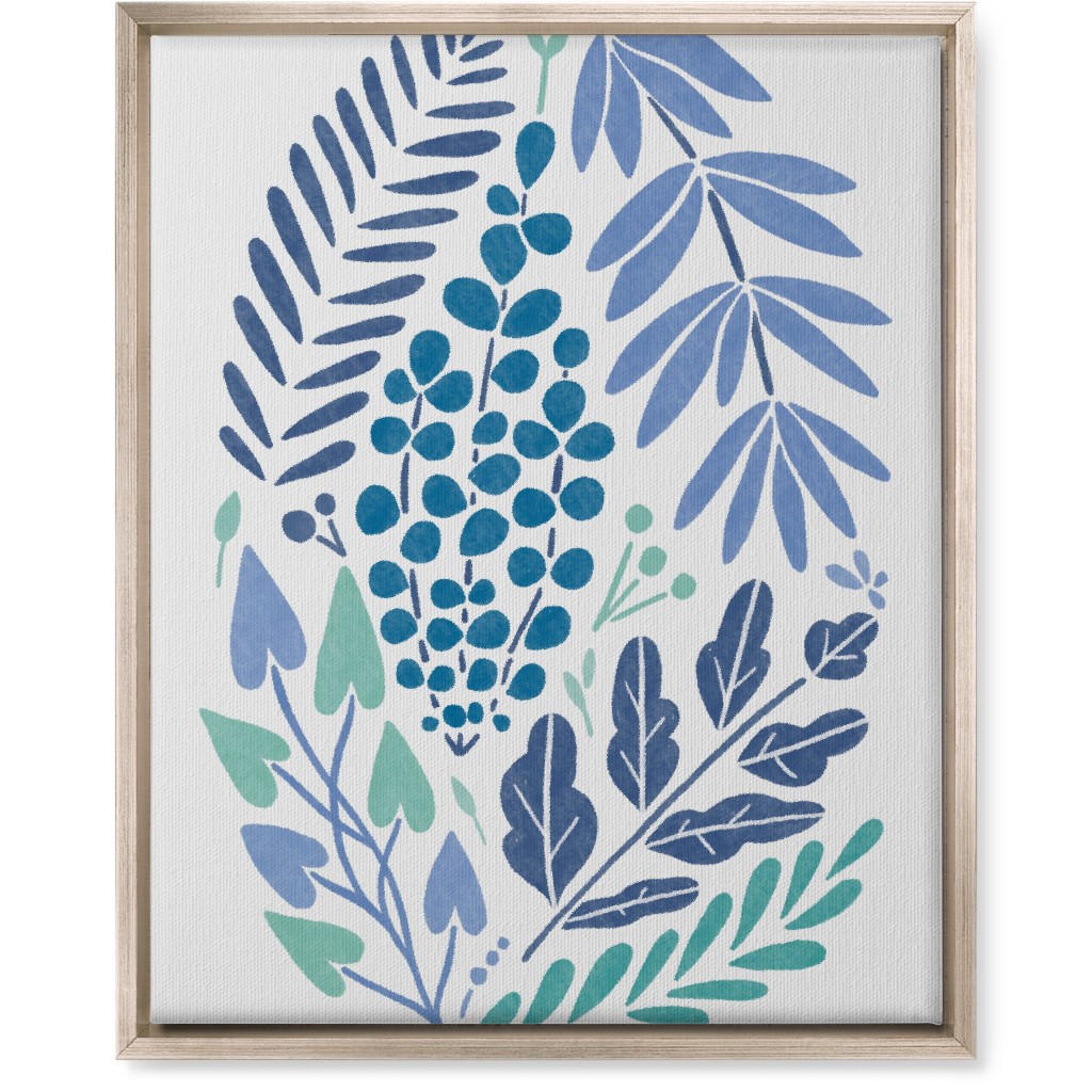 Botanical Composition Wall Art, Metallic, Single piece, Canvas, 16x20, Blue, Silver Lake