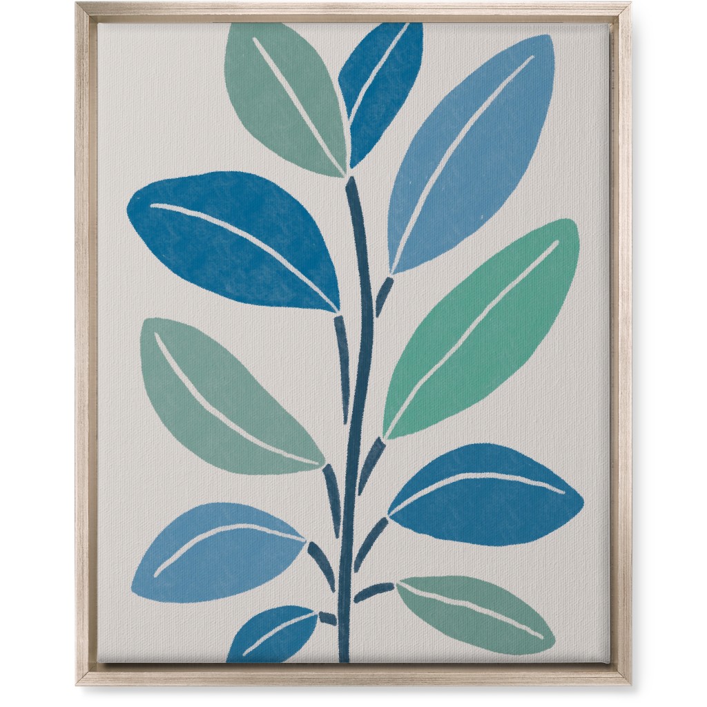 Plant Branch Wall Art, Metallic, Single piece, Canvas, 16x20, Blue, Silver Lake