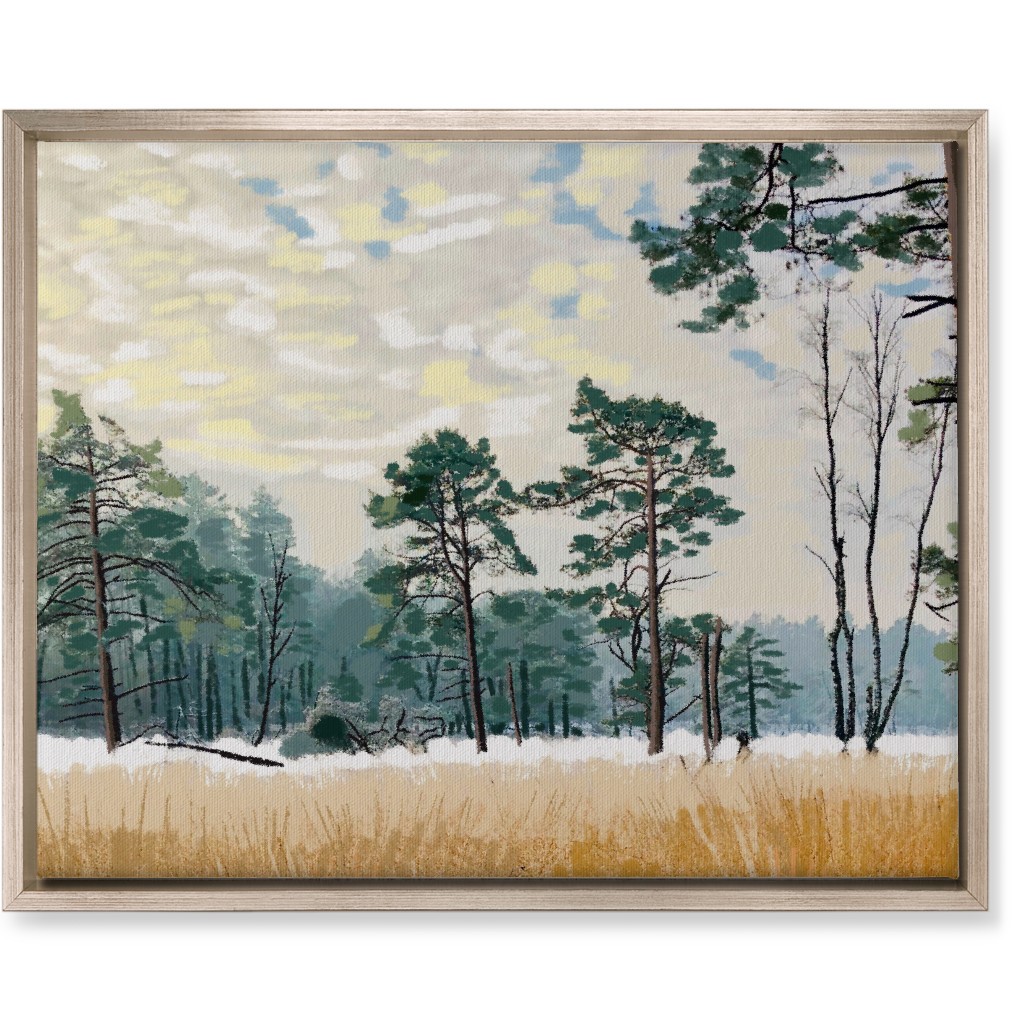 Winter Meadow With Trees Wall Art, Metallic, Single piece, Canvas, 16x20, Multicolor