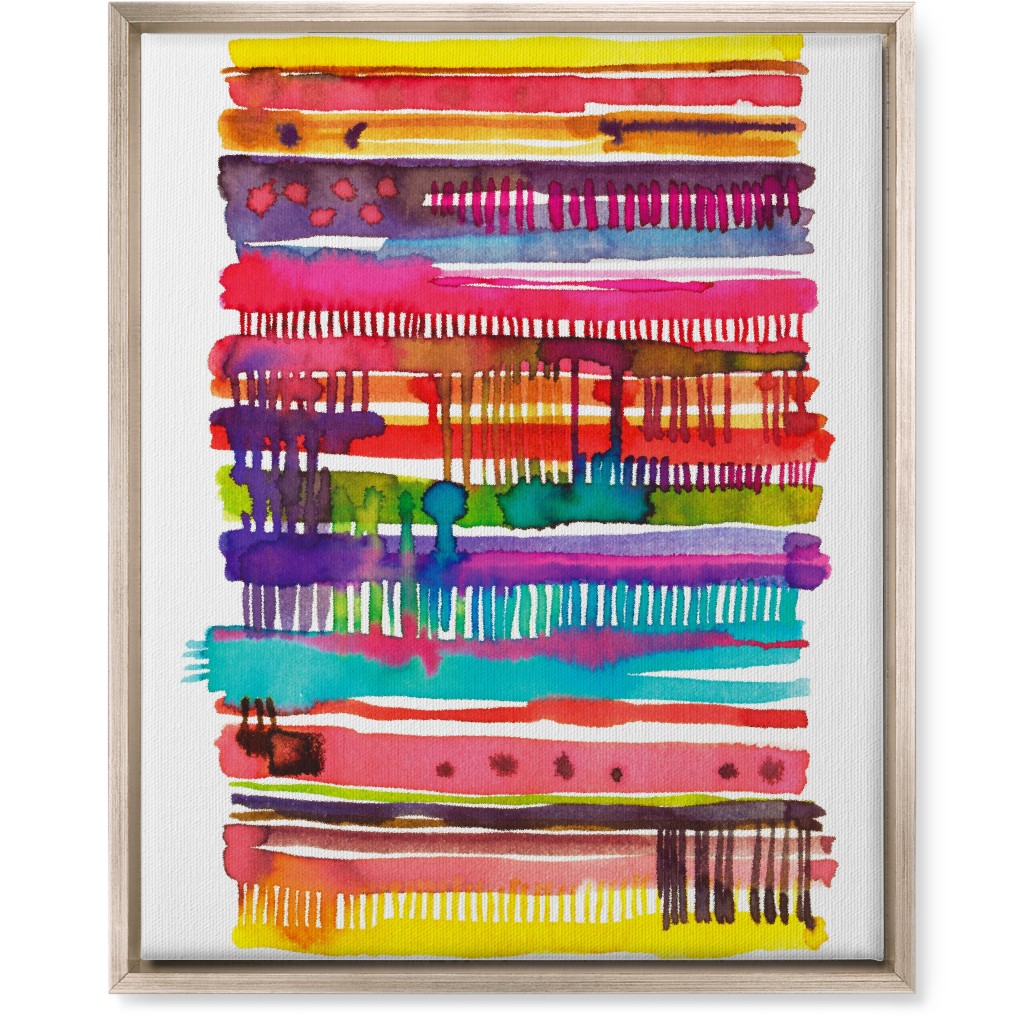 Watercolor Irregular Vainica Stripes - Multi Wall Art, Metallic, Single piece, Canvas, 16x20, Multicolor