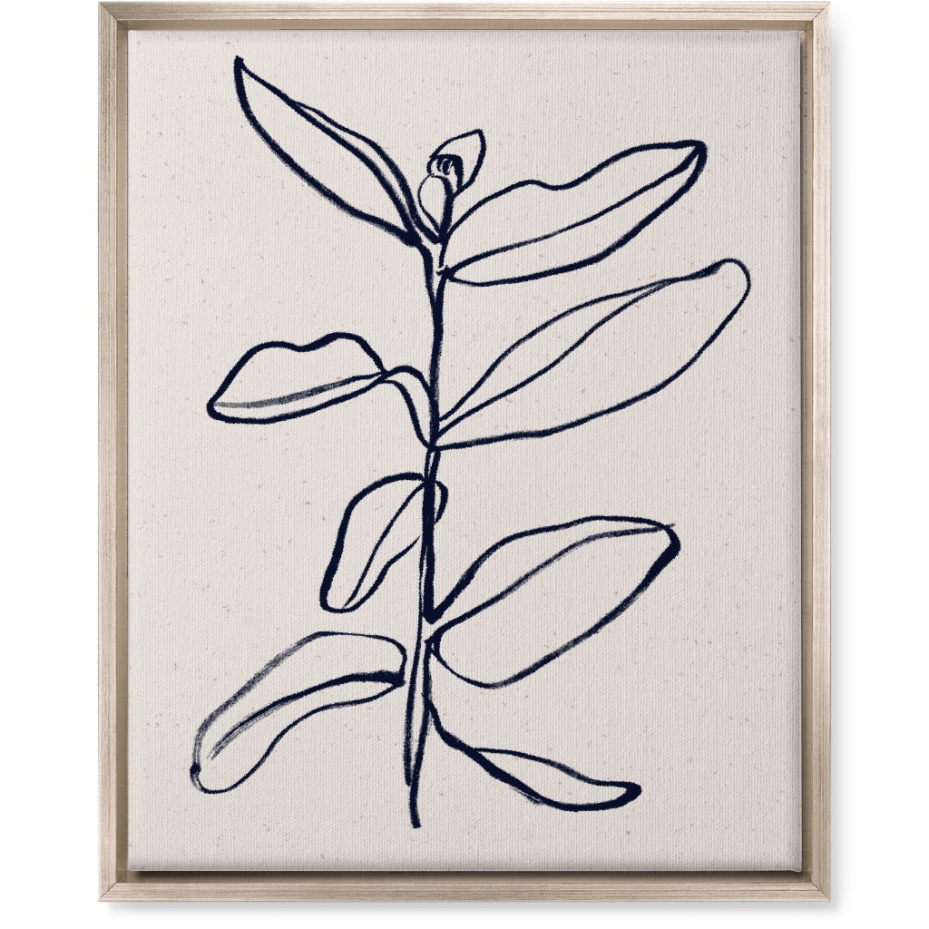 Plant Line Art - Neutral Wall Art, Metallic, Single piece, Canvas, 16x20, Beige