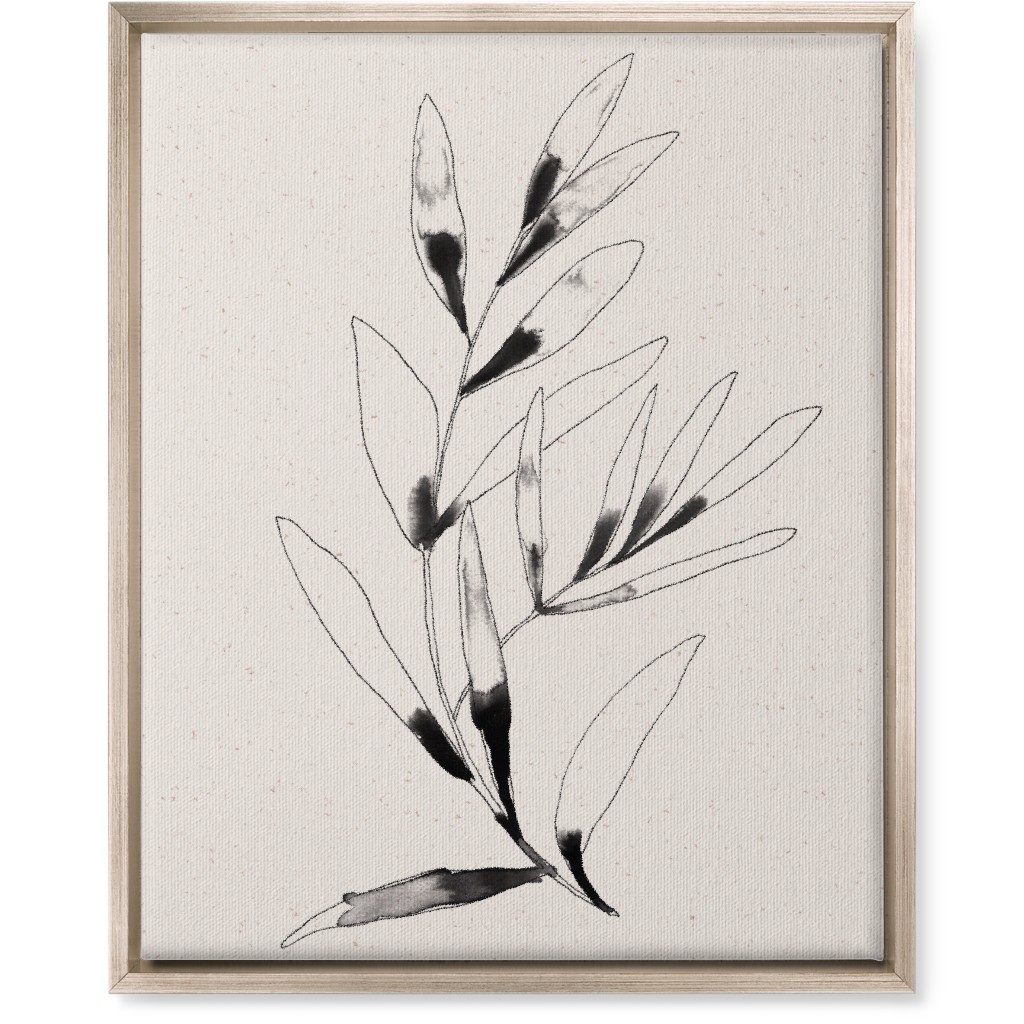 Olive Branch Watercolor - Neutral Wall Art, Metallic, Single piece, Canvas, 16x20, Beige, Pearl