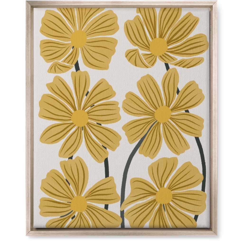 Botanical Cosmos Flowers Wall Art, Metallic, Single piece, Canvas, 16x20, Yellow
