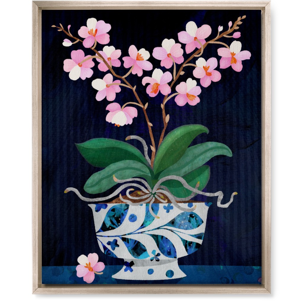 Orchid in Bloom - Dark Wall Art, Metallic, Single piece, Canvas, 16x20, Multicolor