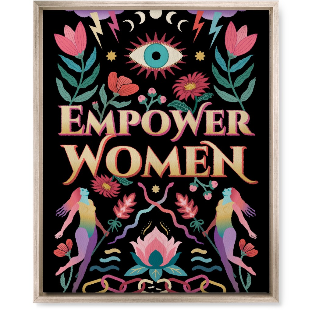 Empower - Multi on Black Wall Art, Metallic, Single piece, Canvas, 16x20, Black, Black