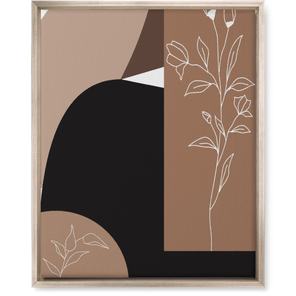 Botanical Abstract - Neutral Wall Art, Metallic, Single piece, Canvas, 16x20, Beige
