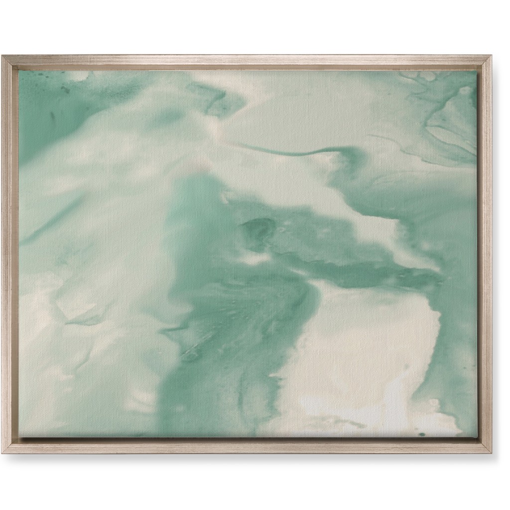 Abstract Watercolor Marble Wall Art, Metallic, Single piece, Canvas, 16x20, Green
