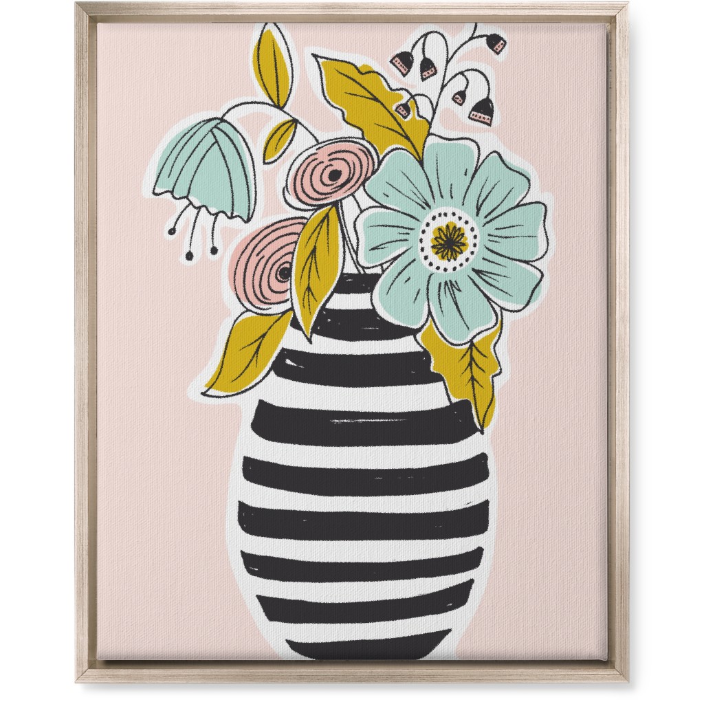 Summer Floral Vase Wall Art, Metallic, Single piece, Canvas, 16x20, Multicolor, Pearl