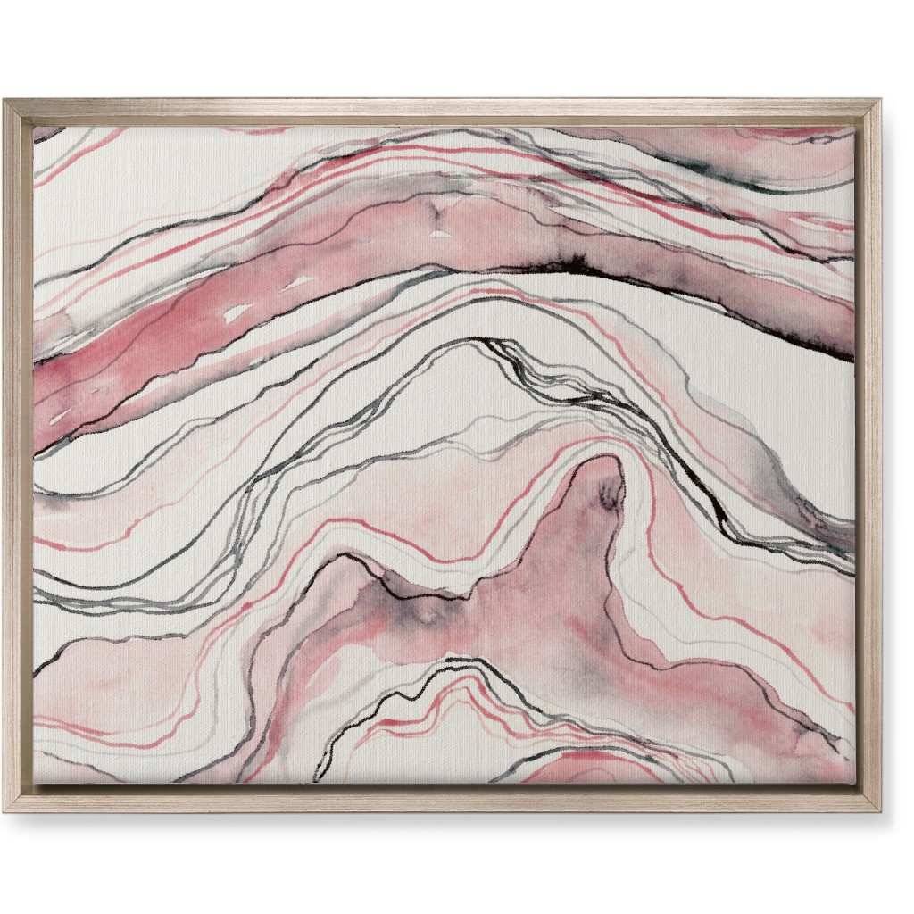 Marbled Watercolor Stone - Pink Wall Art, Metallic, Single piece, Canvas, 16x20, Pink